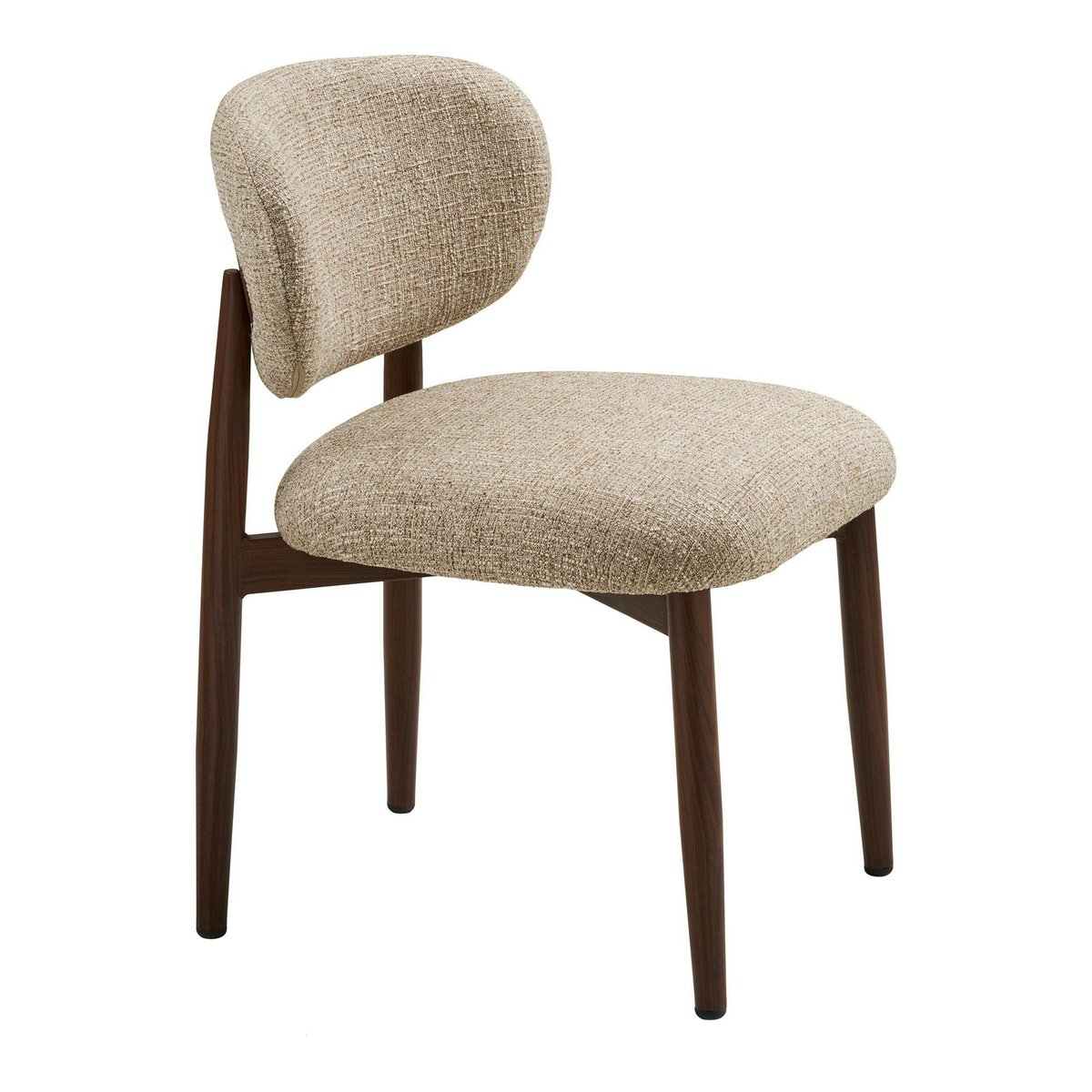 Chaise rétro en tissu, structure bois (lot de 2) BEGO brun clair, PIER IMPORT