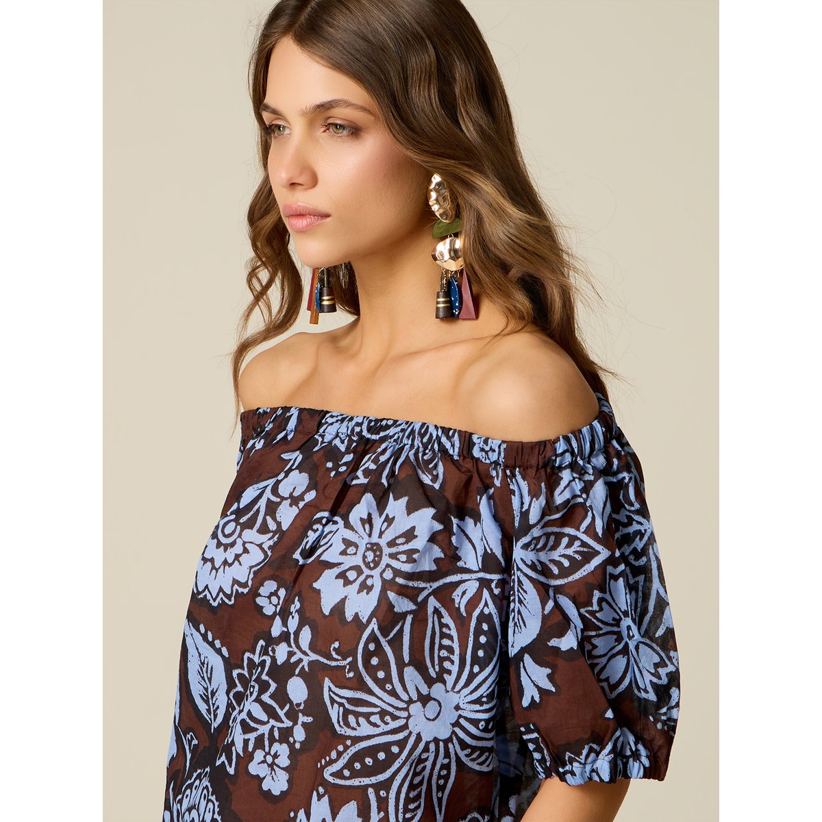 Blouse épaules dénudées marron, OLTRE