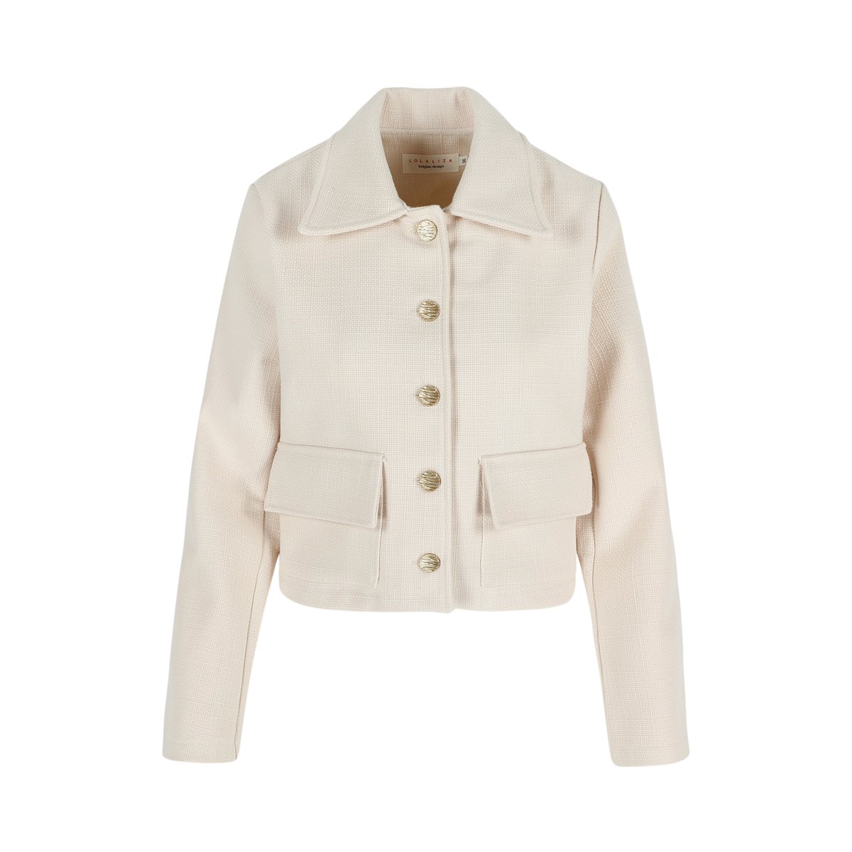 Veste en tweed avec boutons blanc vanille, LOLALIZA