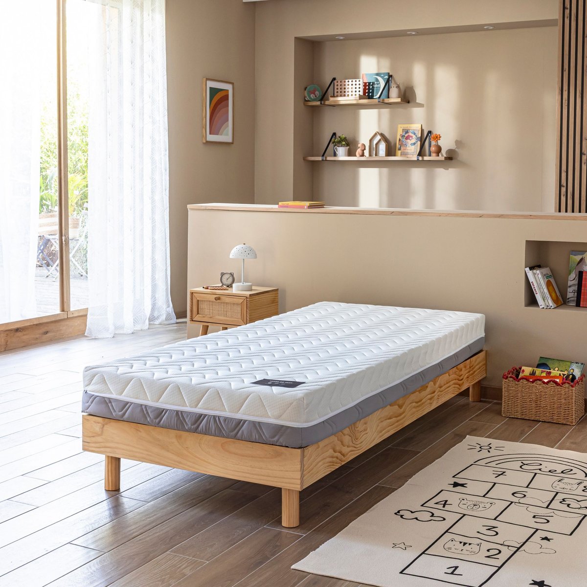 Matelas mousse recyclée 17 cm Conscience couleur unique, TERRE DE NUIT