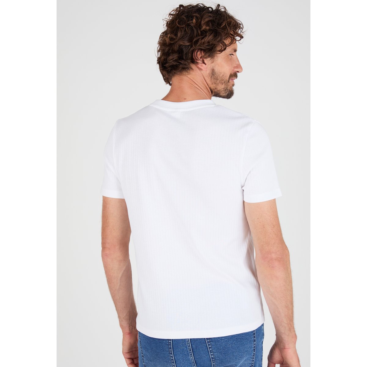 T-shirt Essential en maille côtelée blanc, DAMART