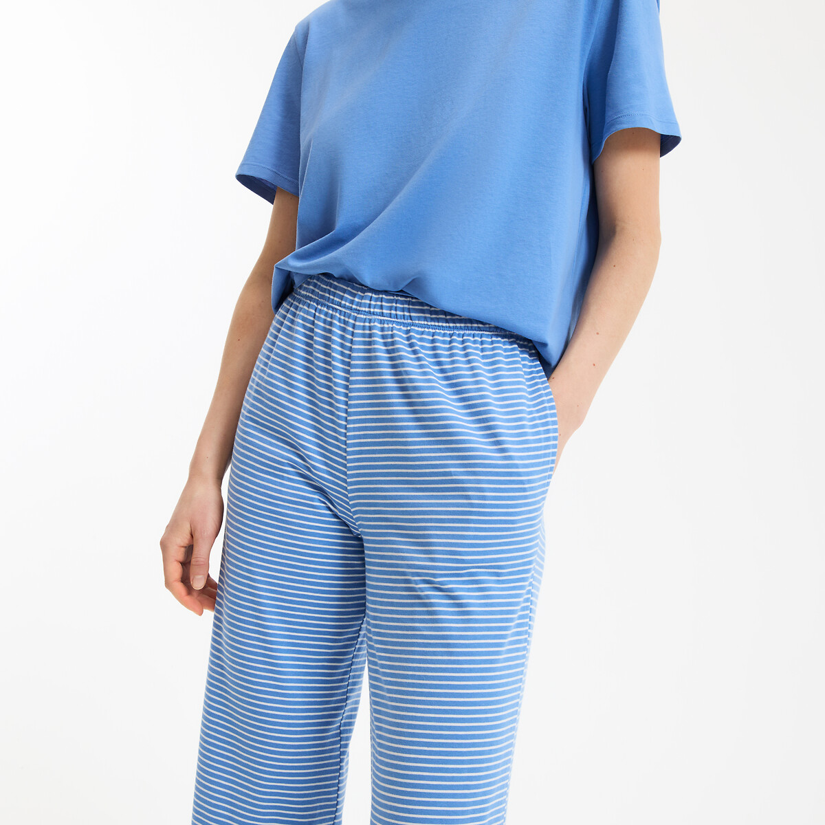 Pyjama en jersey imprimé rayé bleu, LA REDOUTE COLLECTIONS