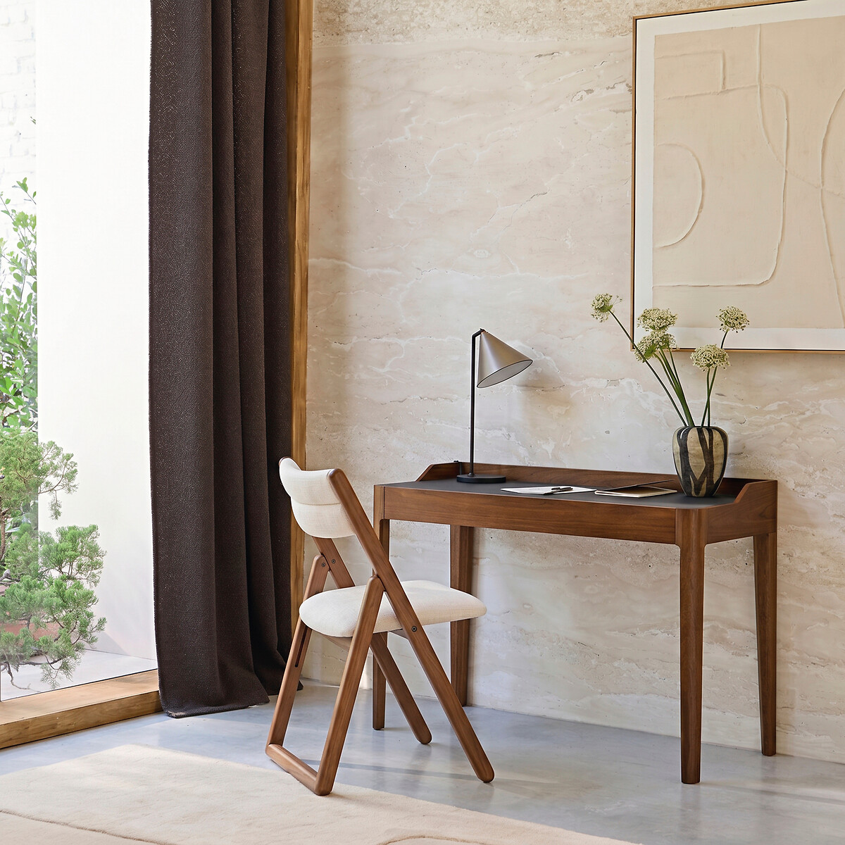 Chaise pliante en noyer, CAMMINATA noyer/craie, EMMANUEL GALLINA X AM.PM