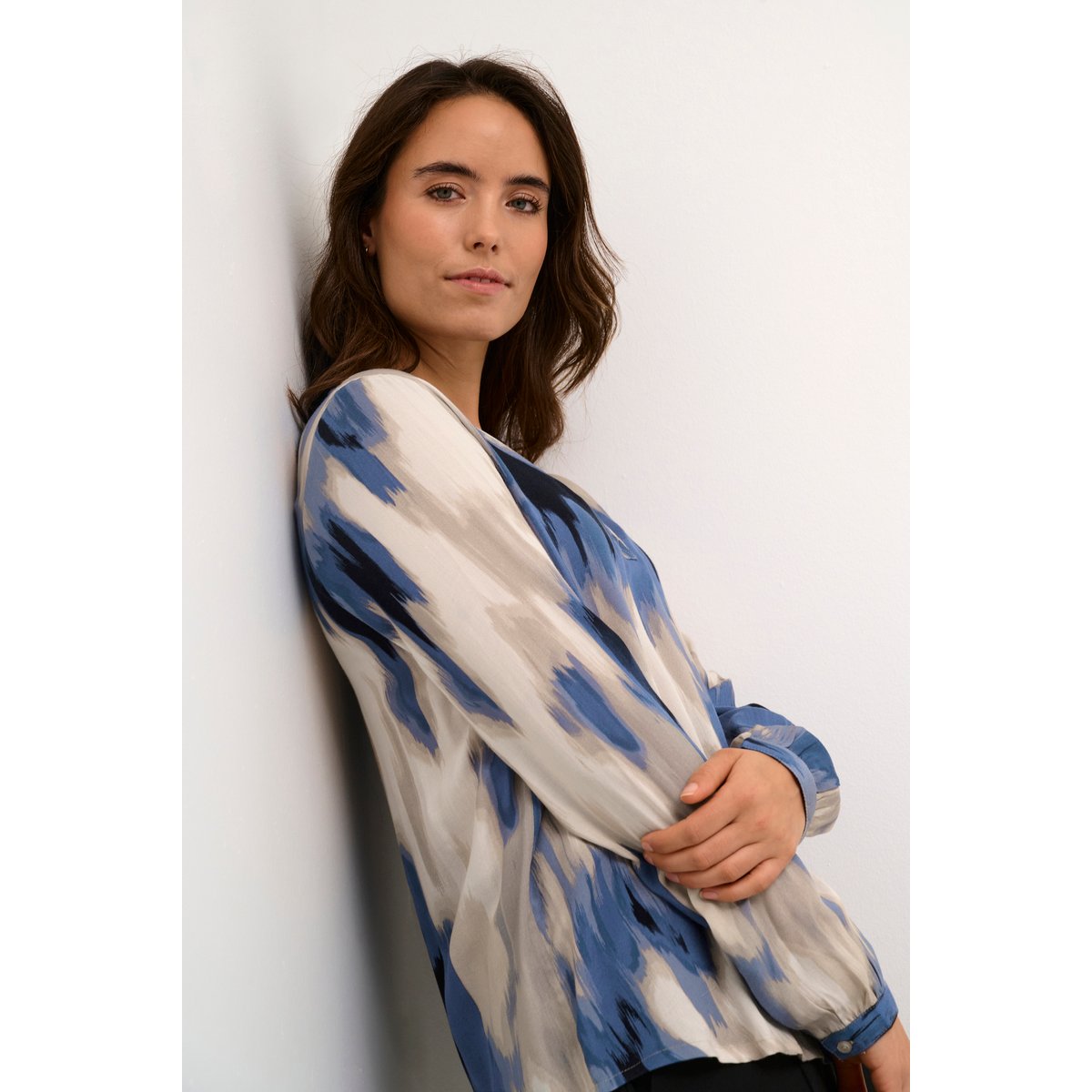 Blouse à manches longues bleu abstract print, KAFFE