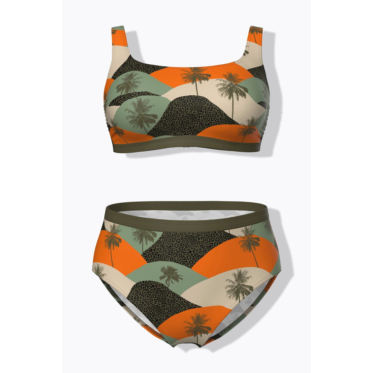Bikini motif palmiers kaki foncé, ULLA POPKEN