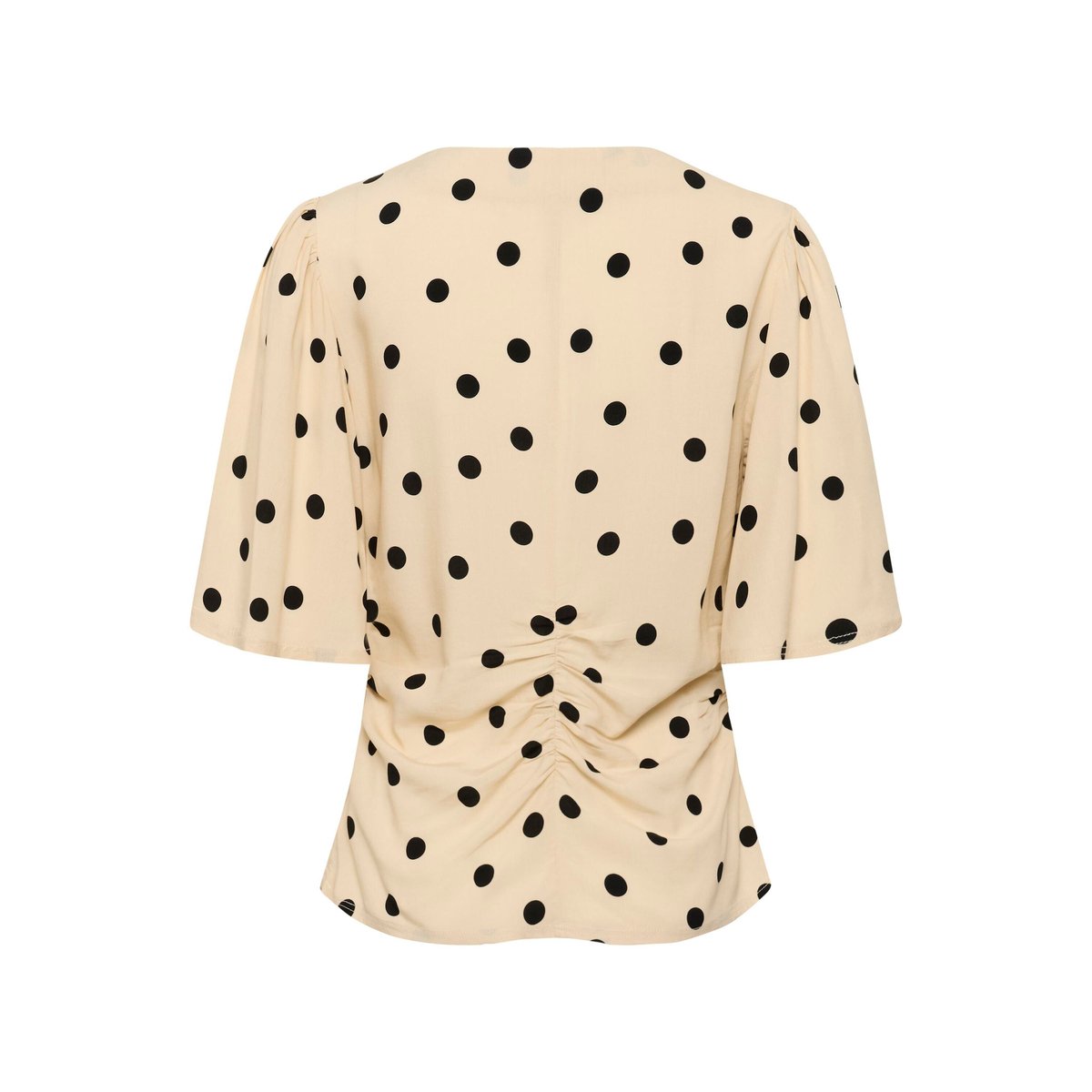 Blouse à manches courtes beige oatmeal with black dots, SOAKED IN LUXURY