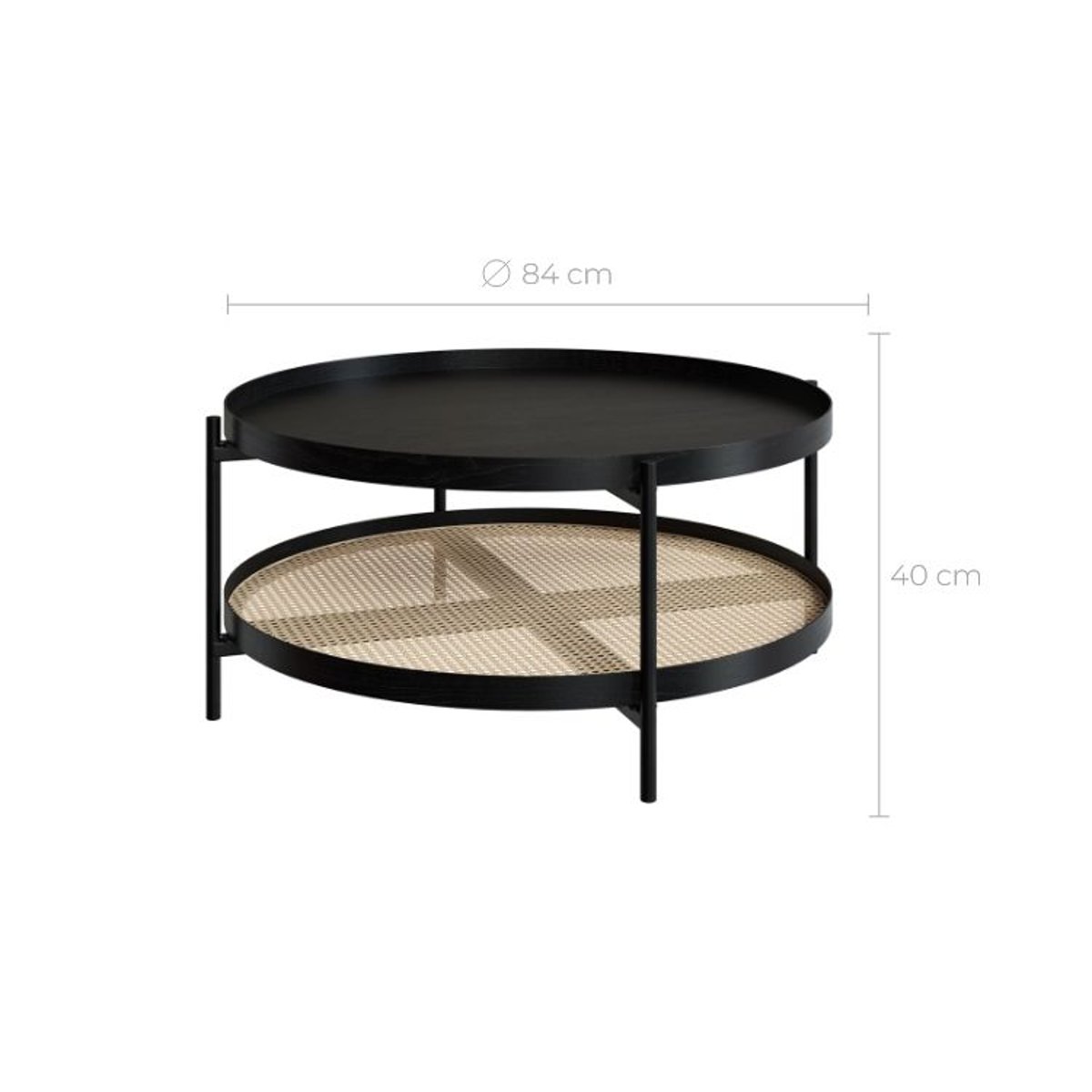 Table basse en cannage de mindi D84 cm - LUKUT noir, MAISON PAVANE