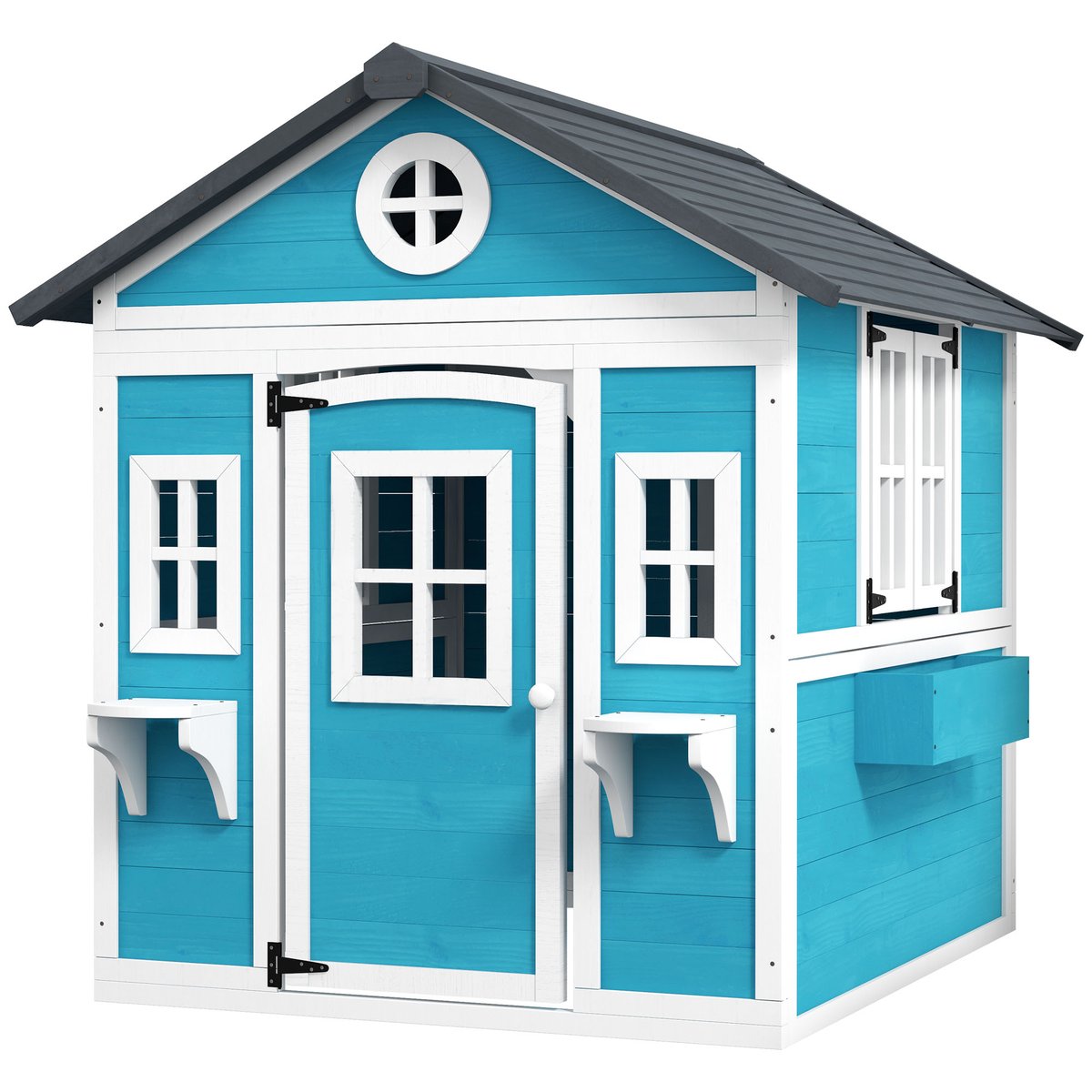 Maisonnette pour enfants Bois massif Bleu bleu, OUTSUNNY