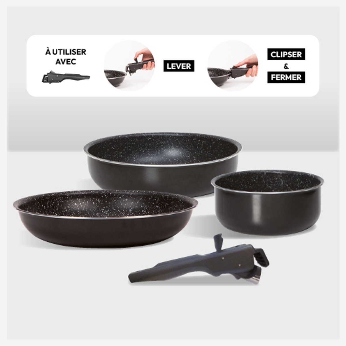 Poêle en aluminium pressé AMOVIBLE noir, 5FIVE SIMPLY SMART