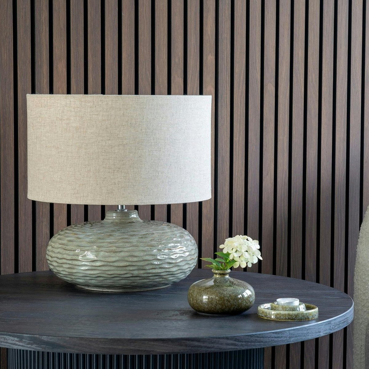 Lampe de table en céramique verte KARS vert, PIER IMPORT