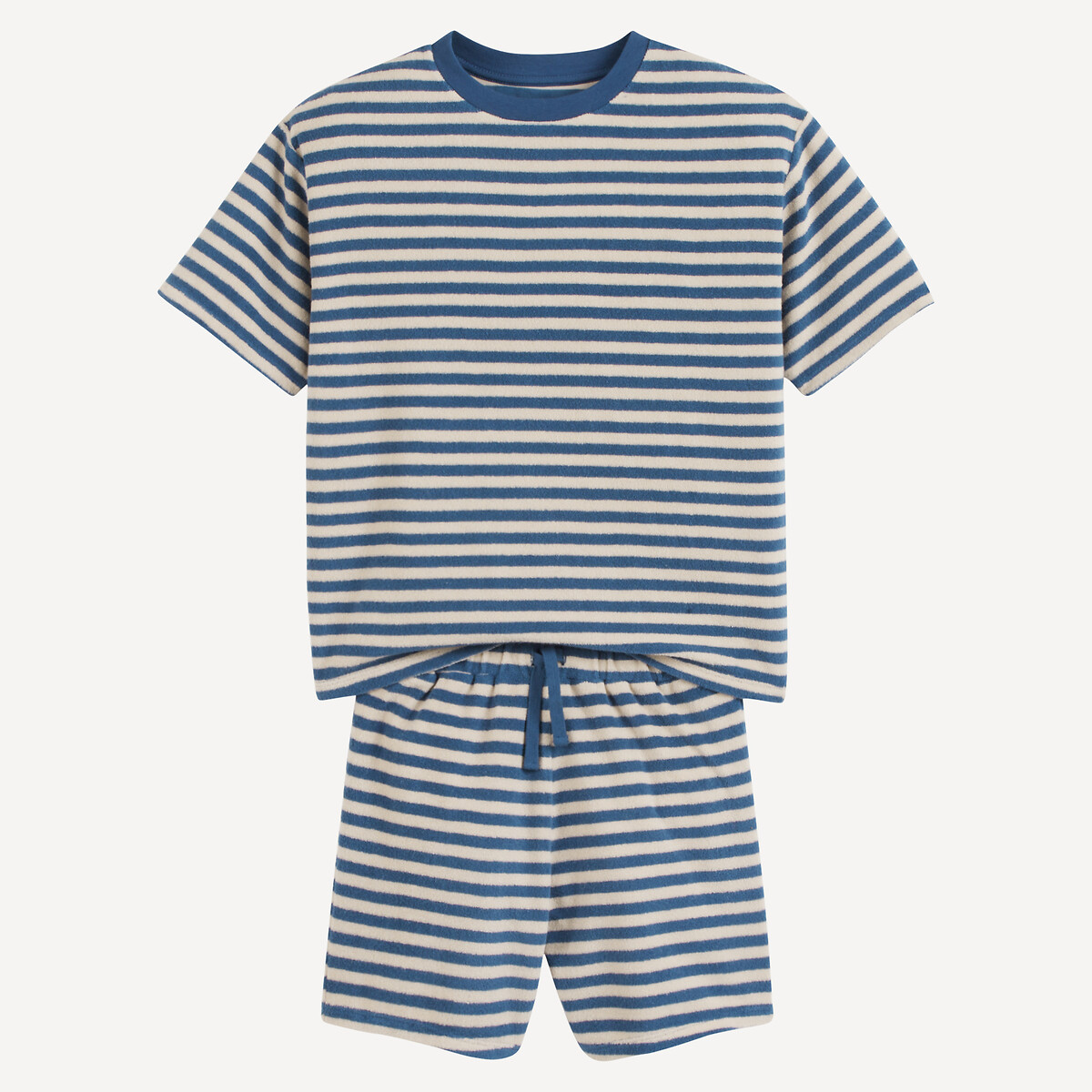 Pyjashort in badstof ecru/blauw, LA REDOUTE COLLECTIONS