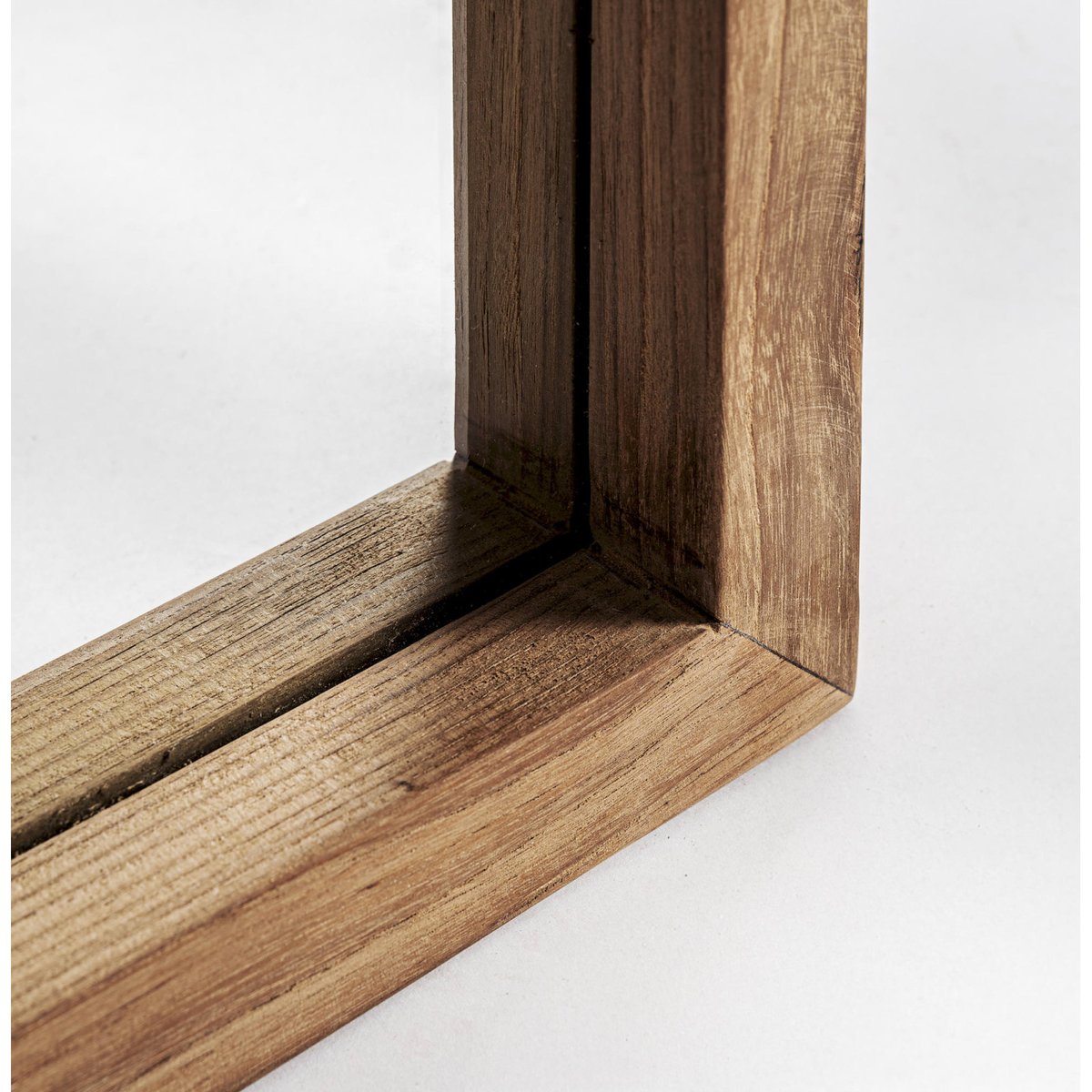 Miroir rustique en bois de teck brun clair et miroir, RECOLLECTION