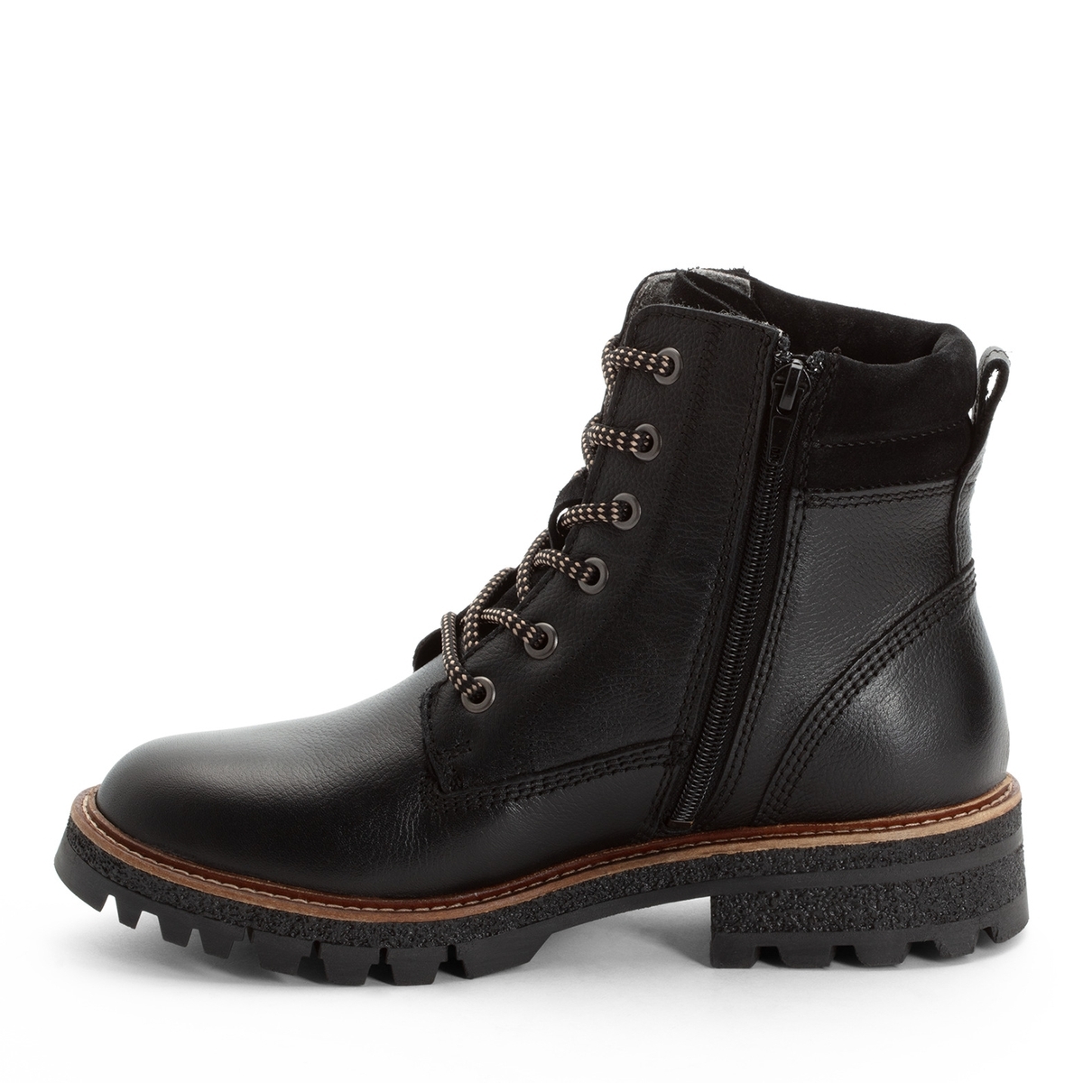 Bottine en cuir noir cuir, TAMARIS