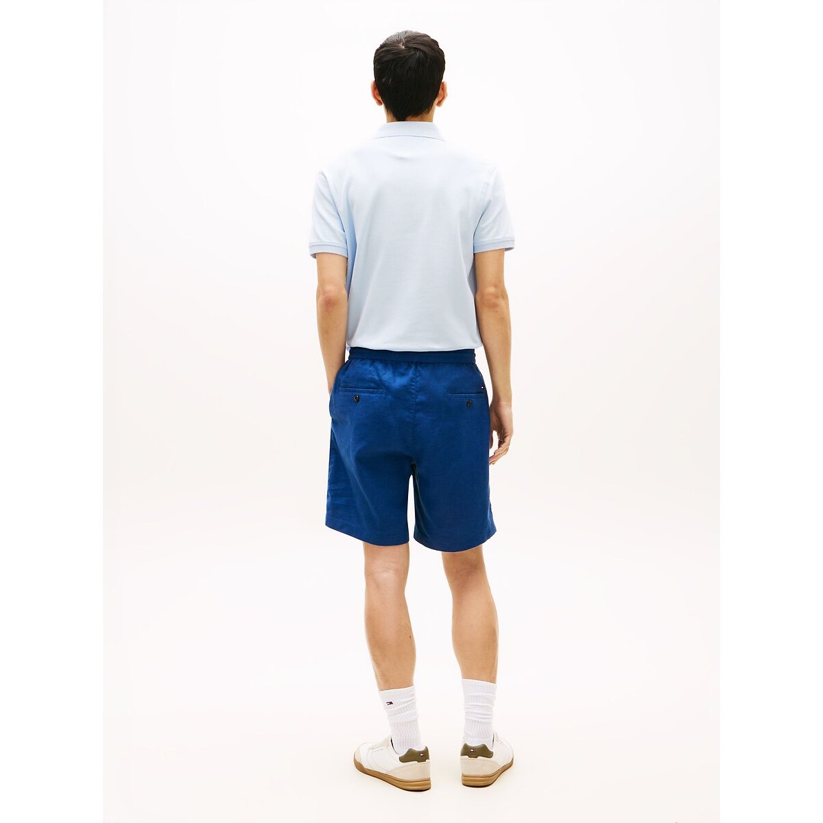 Short en lin mélangé bleu denim, TOMMY HILFIGER