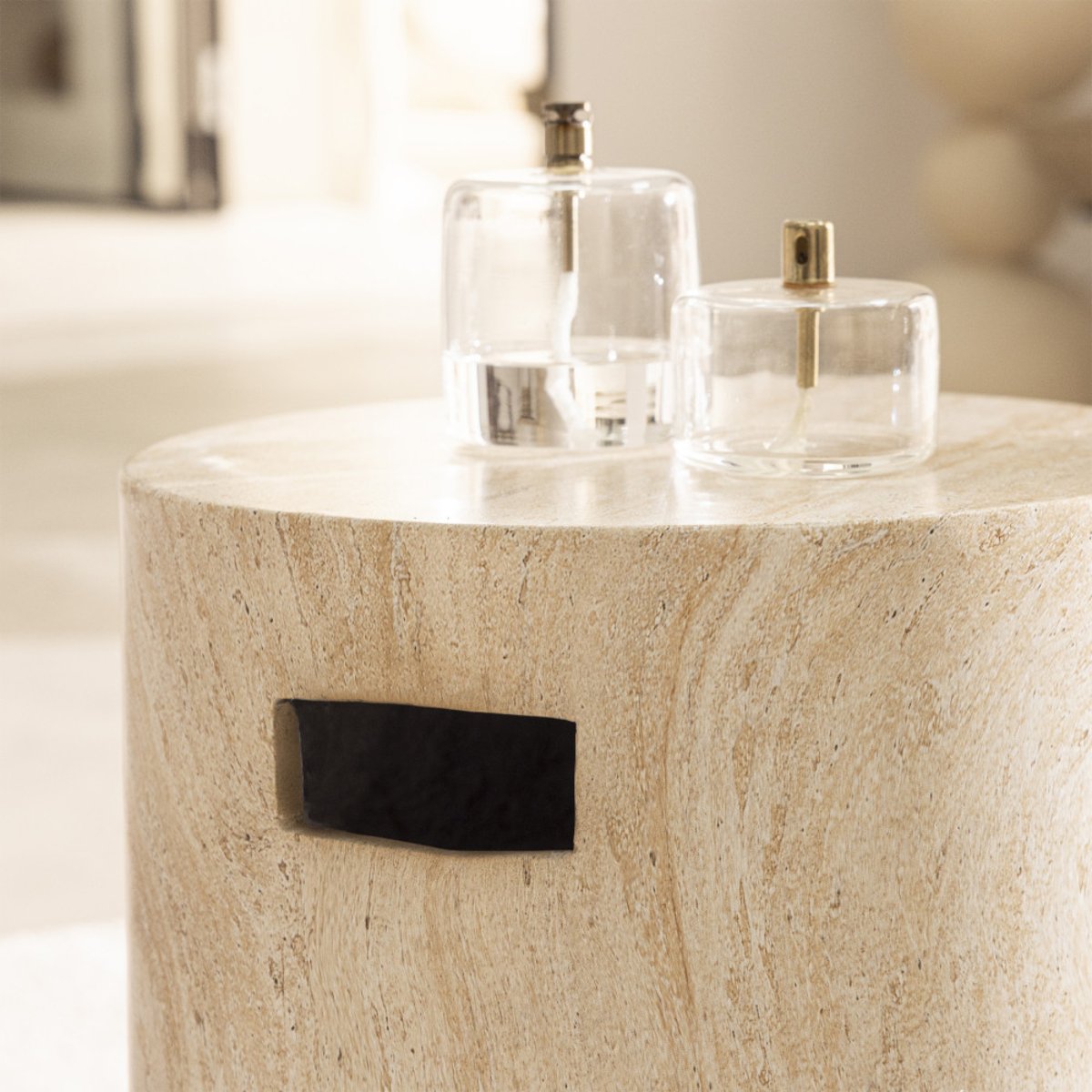 Tabouret effet travertin  35cm- RADOM beige, DRAWER