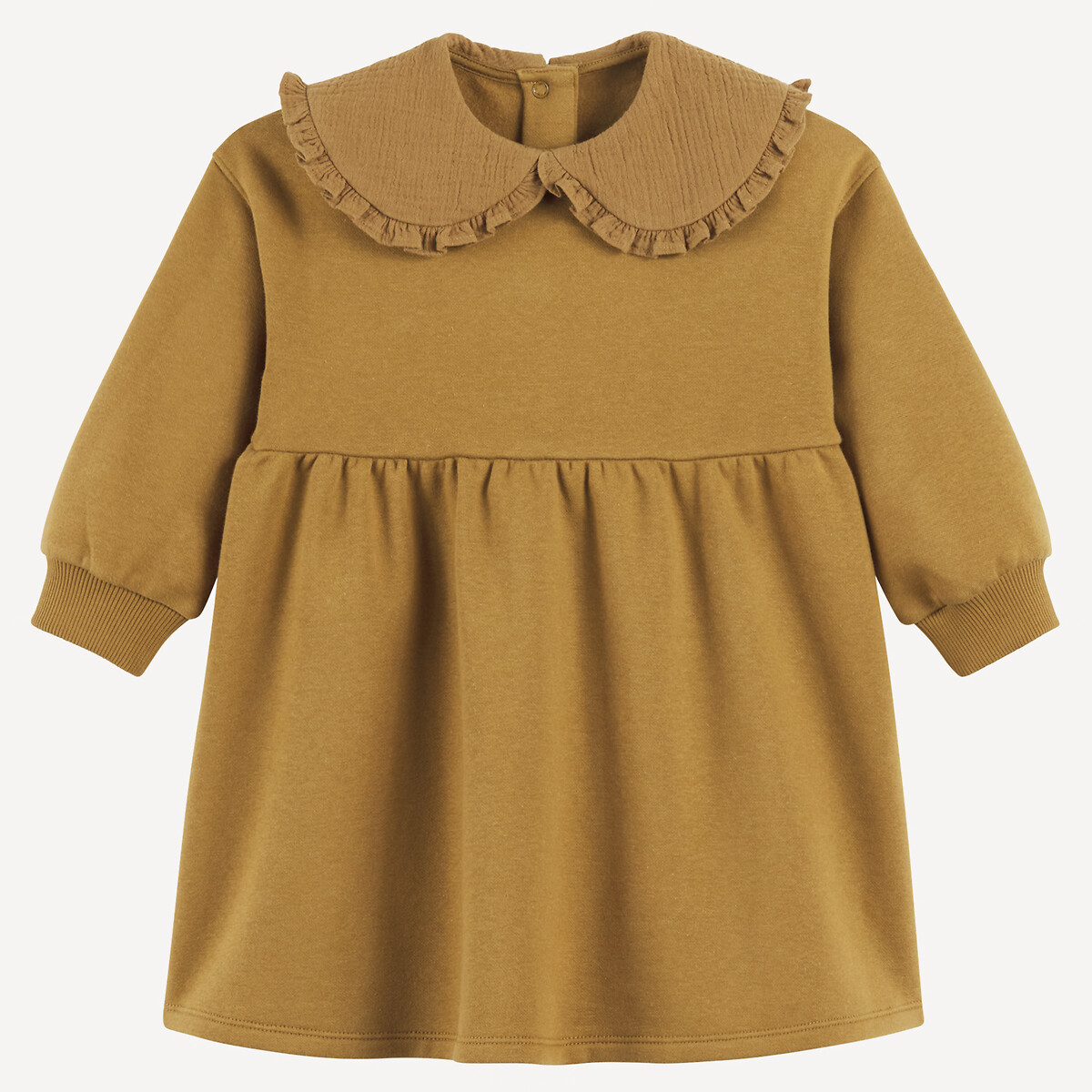 Robe molleton avec col claudine gaze de coton kaki, LA REDOUTE COLLECTIONS