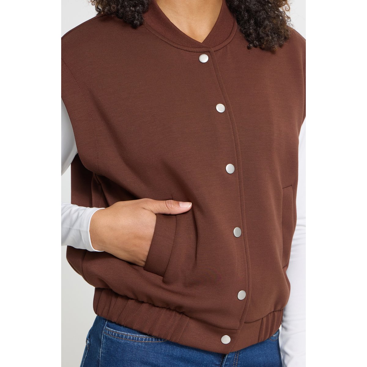 Manteau brown w. beige embroidry, ICHI
