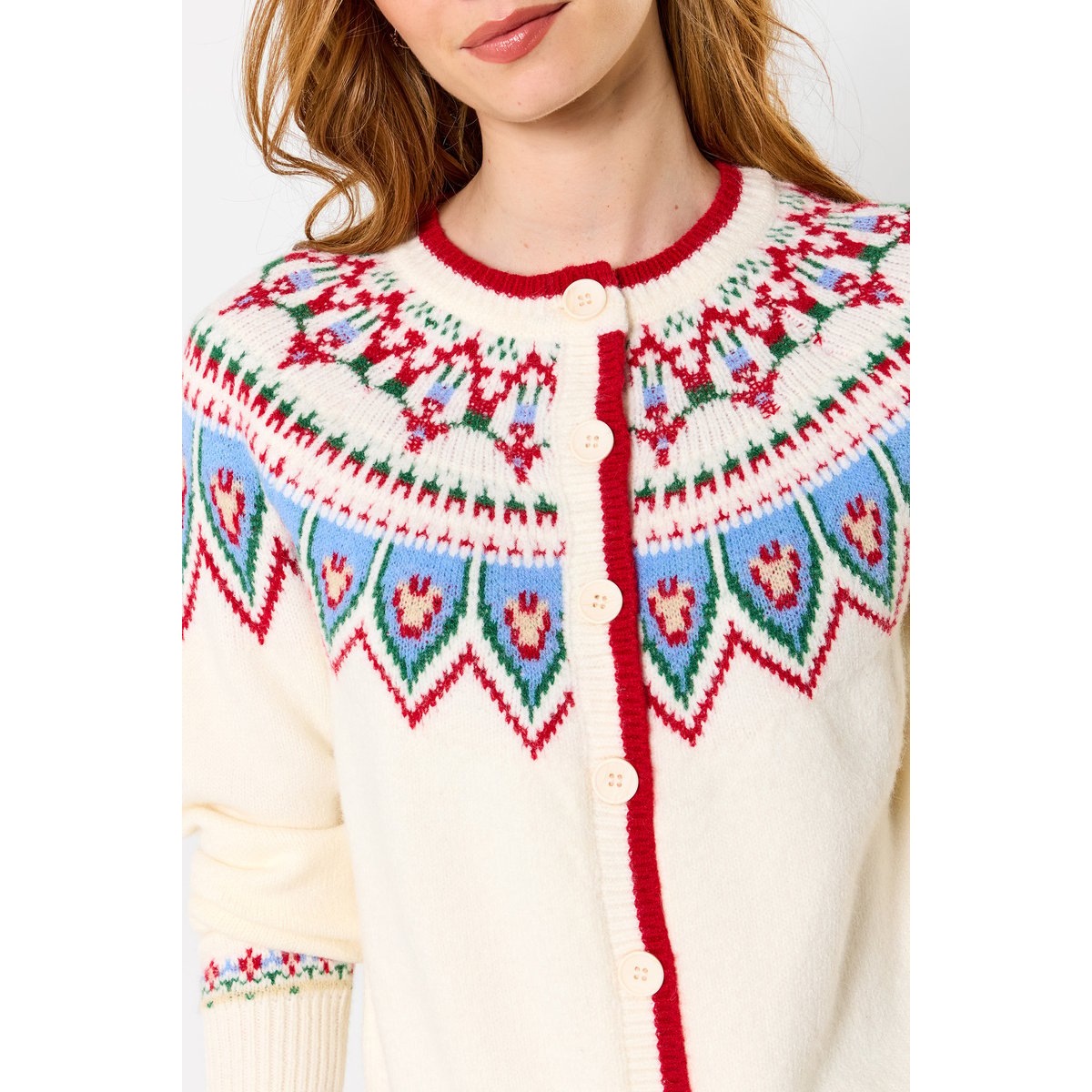 Cardigan Fair Isle Hiver Vintage beige, JOE BROWNS