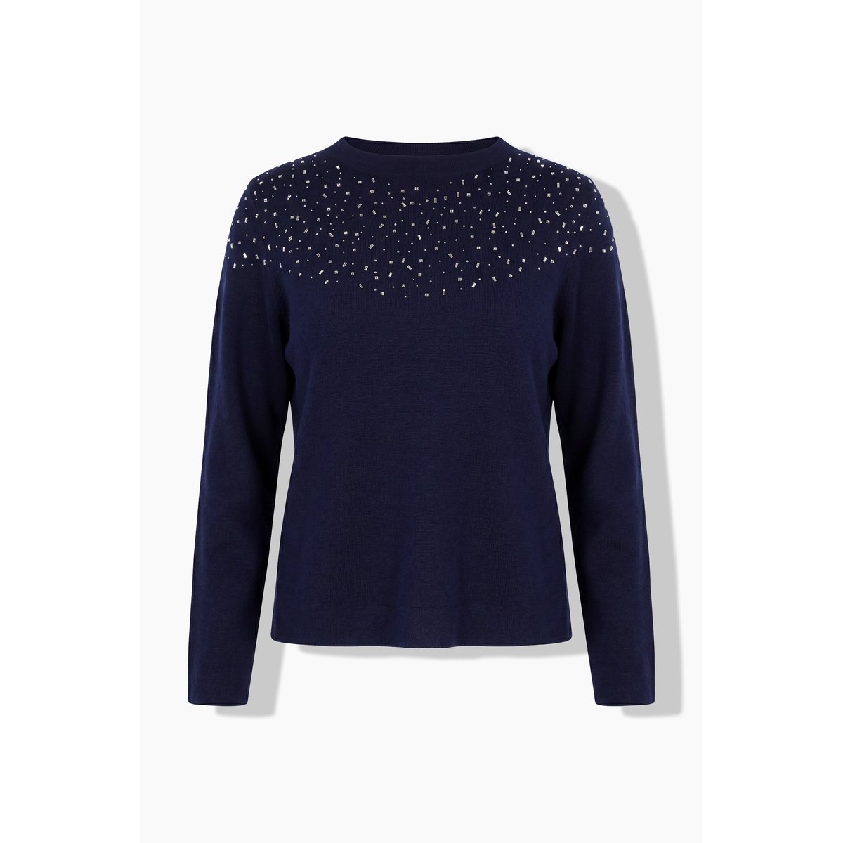 Pull en maille Milano, petits strass marine foncé, ULLA POPKEN