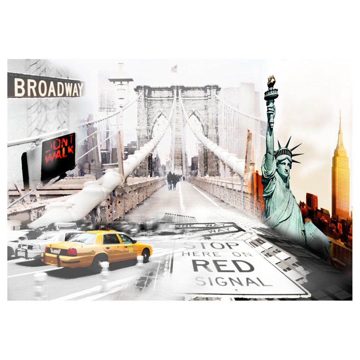 Papier peint intissé panoramique Street art New York streets blanc, EDEN