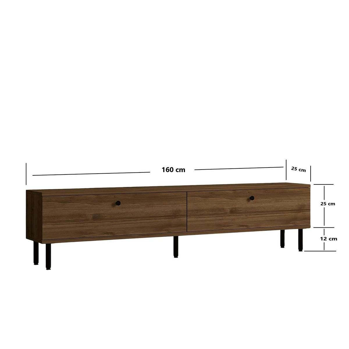 Meuble TV moderne 2 portes effet bois foncé JENA bois naturel, PIER IMPORT