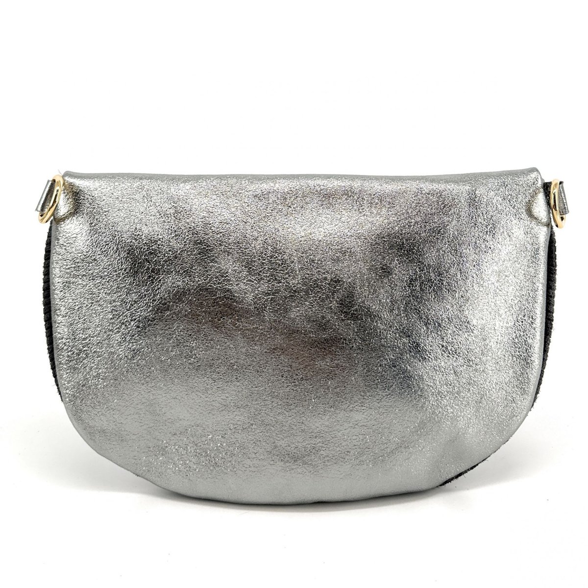 Sac banane en croute de cuir et irisé italien LOUNA VELOURS gris foncé, OH MY BAG