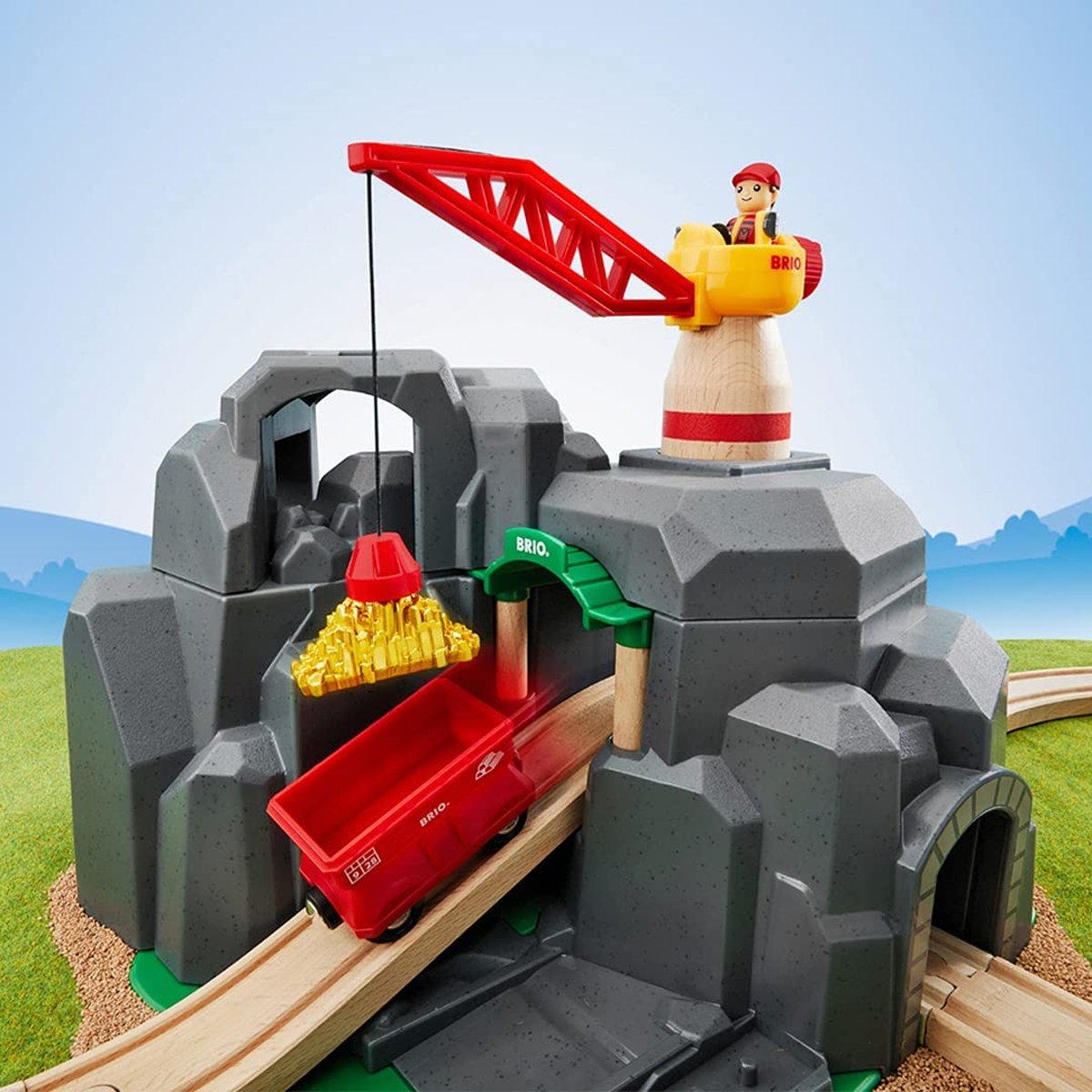 Plateforme grue et tunnels multifonctions gris, BRIO