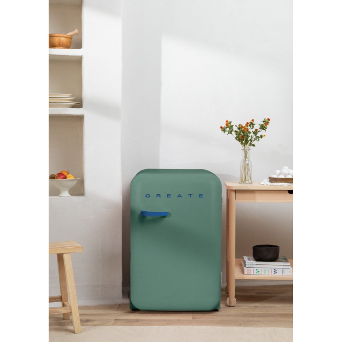 Réfrigérateur rétro FRIDGE RETRO 107L vert sauge/bleu cobalt, CREATE