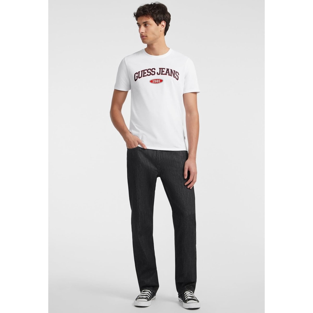 T-Shirt Slim 1981 blanc, GUESS