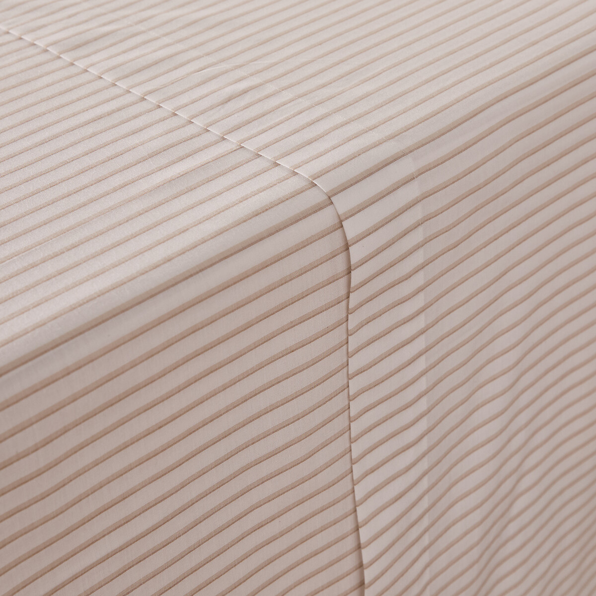 Laken in katoenpercal, Edward gestreept beige, LA REDOUTE INTERIEURS