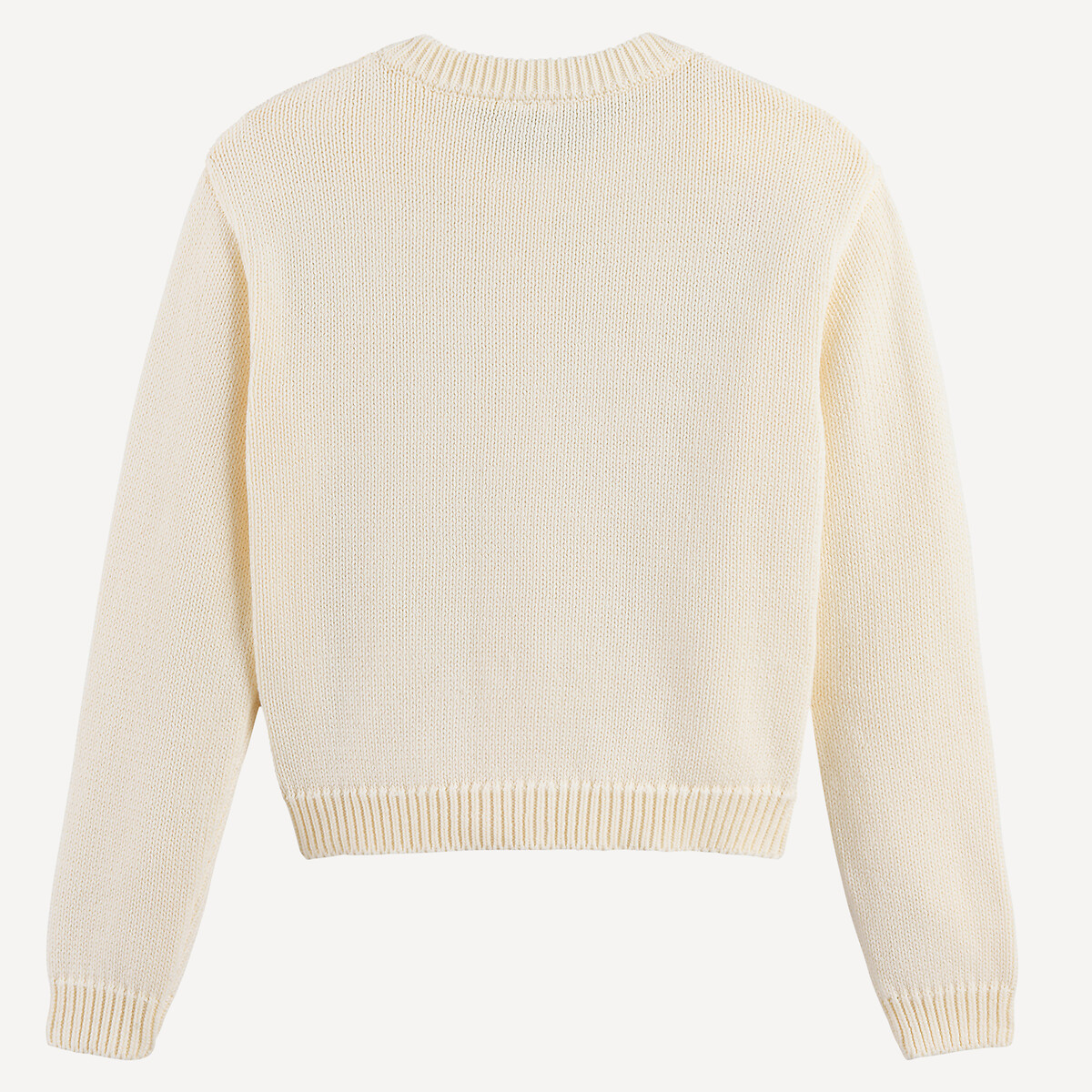 Gilet col rond en grosse maille de coton ecru, LA REDOUTE COLLECTIONS