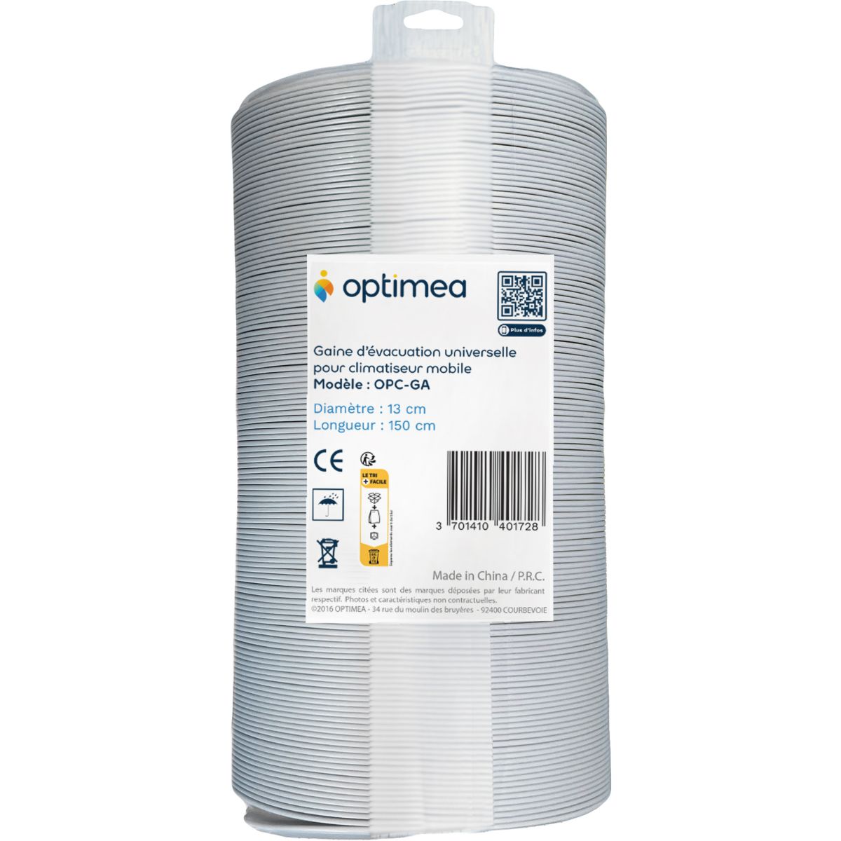 Climatiseur Accessoire evac univ pour clim 13 cm couleur unique, OPTIMEA