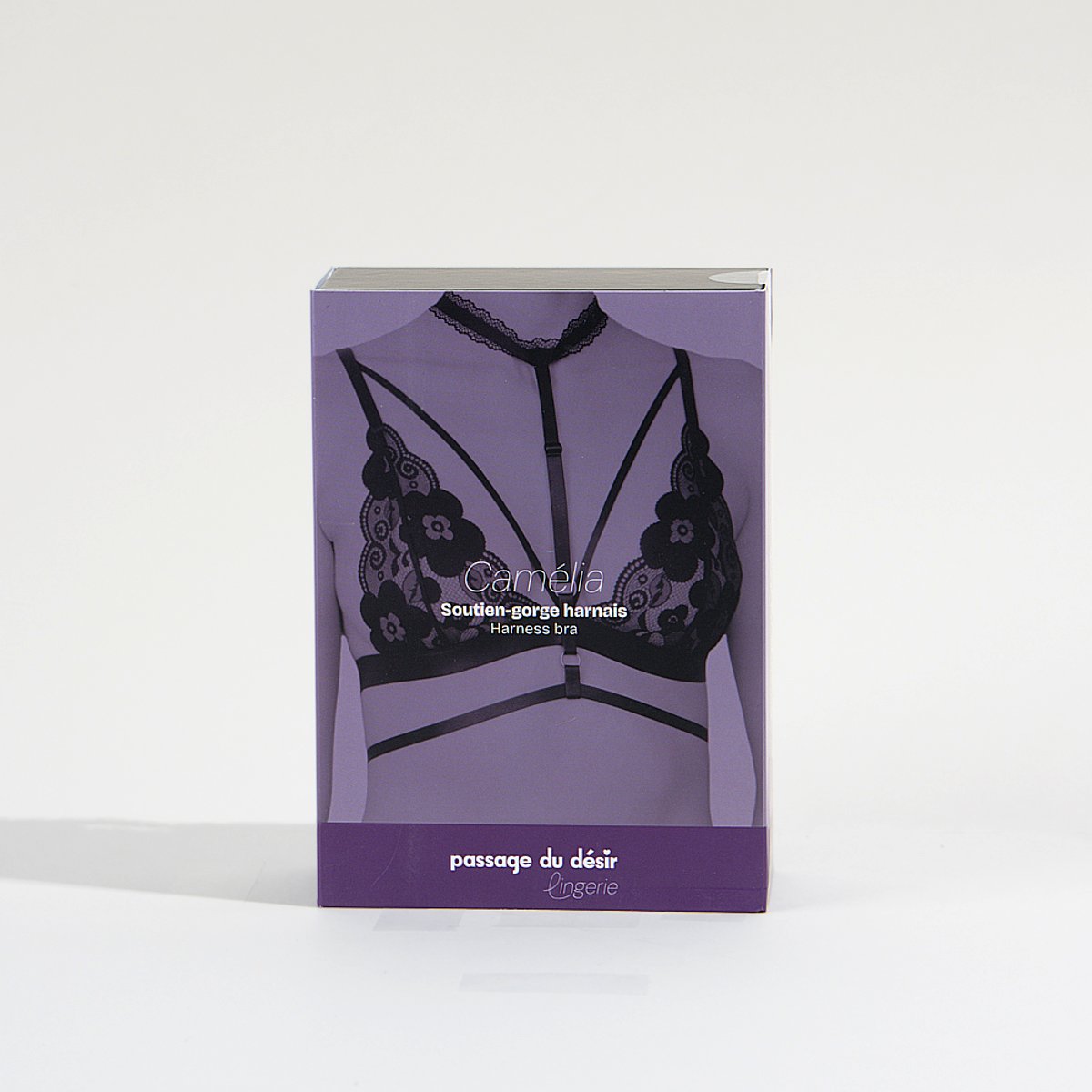 Soutien-gorge harnais Camélia noir, PASSAGE DU DESIR LINGERIE