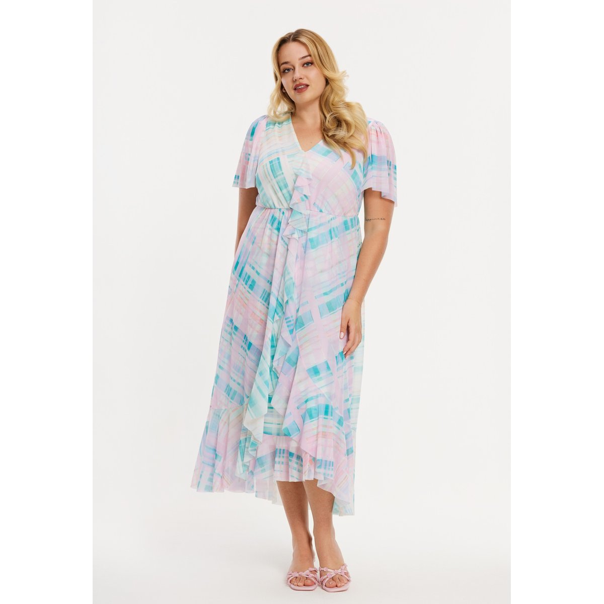 Robe imprimée turquoise, YOEK