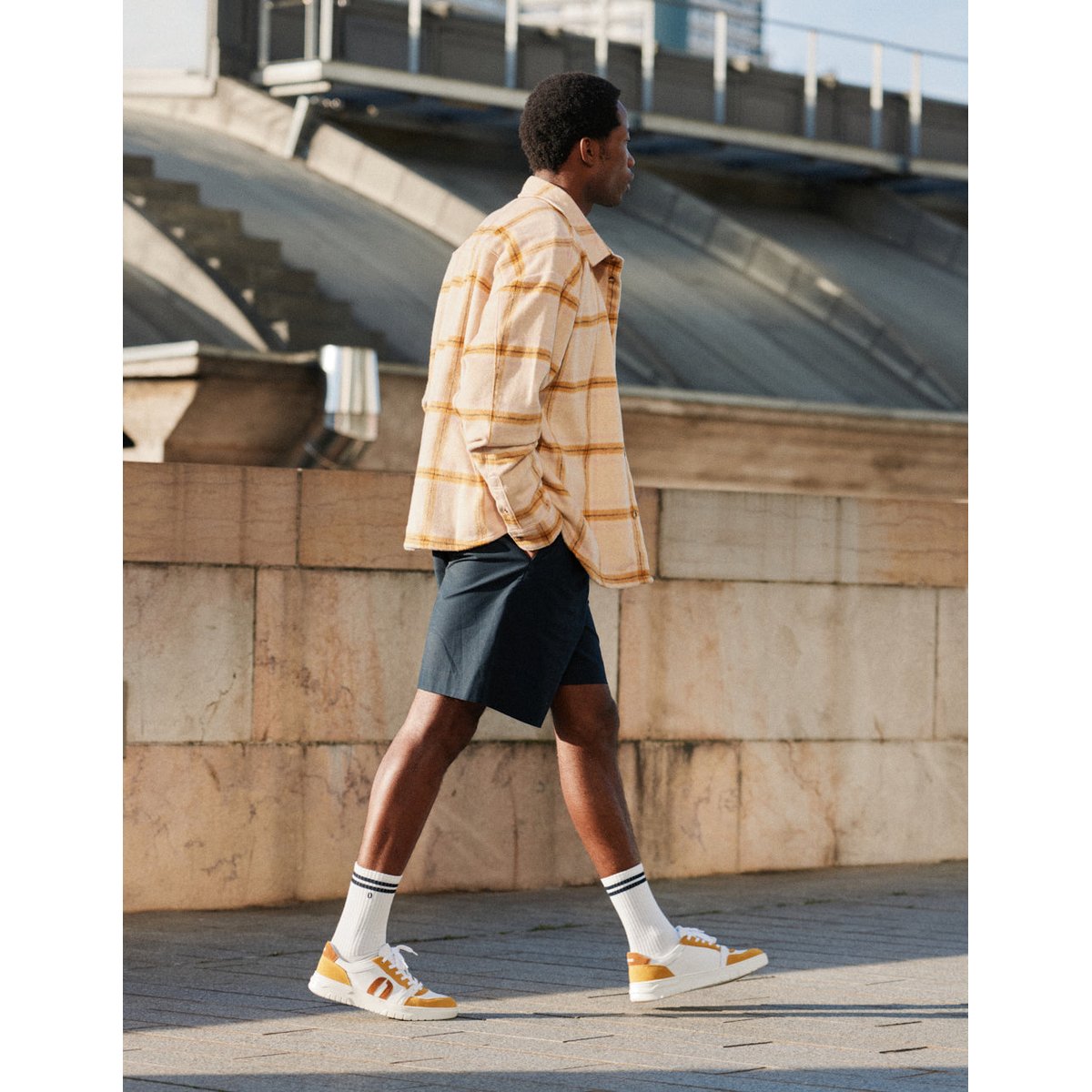 Baskets basses NINO ocre blanc marron, ODAJE