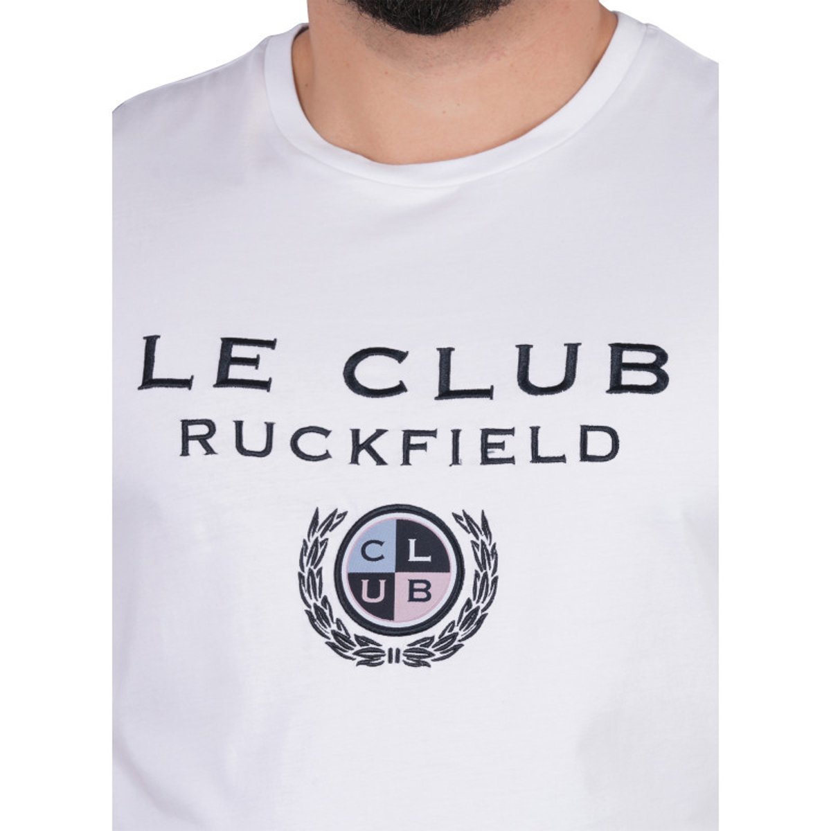 T-shirt en coton blanc uni pourvu de manches courtes et d'un col rond blanc, RUCKFIELD