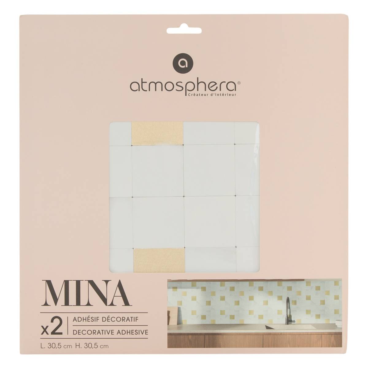 Lot de 2 stickers muraux MINA blanc, ATMOSPHERA