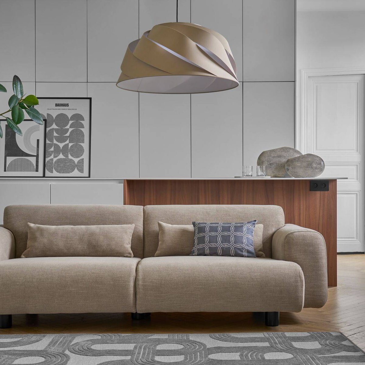 Suspension tissu torsadée beige - SAMANTHA beige, CAMIF