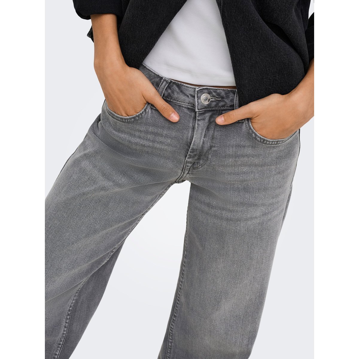 Jean À Jambe Large light grey denim, ONLY TALL