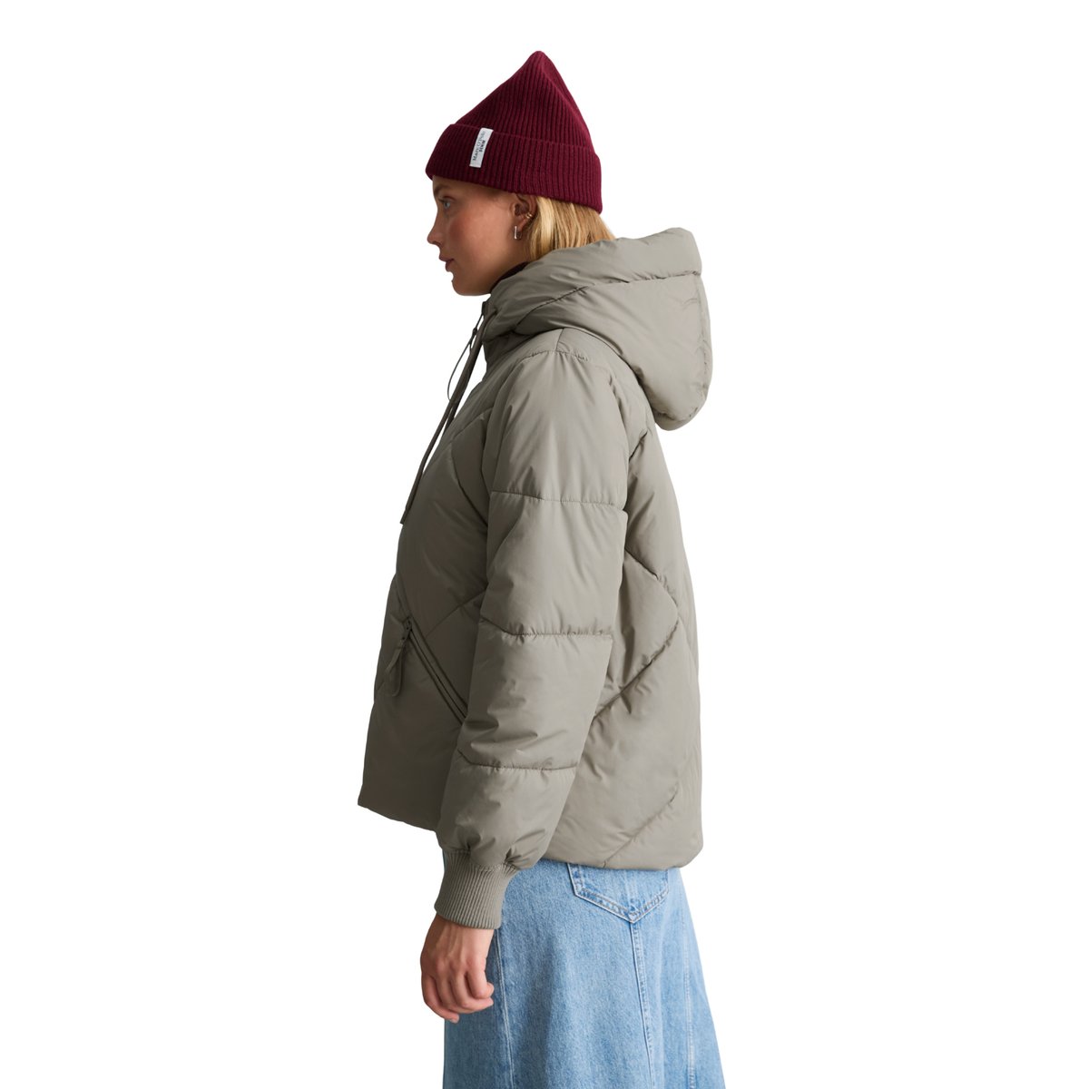 Veste matelassée à capuche, coupe décontractée en polyester recyclé gris, MARC O’POLO DENIM
