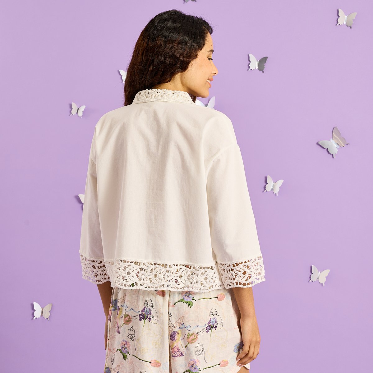 Chemise détails ajourés blanc cassé ecru, GRAIN DE MALICE