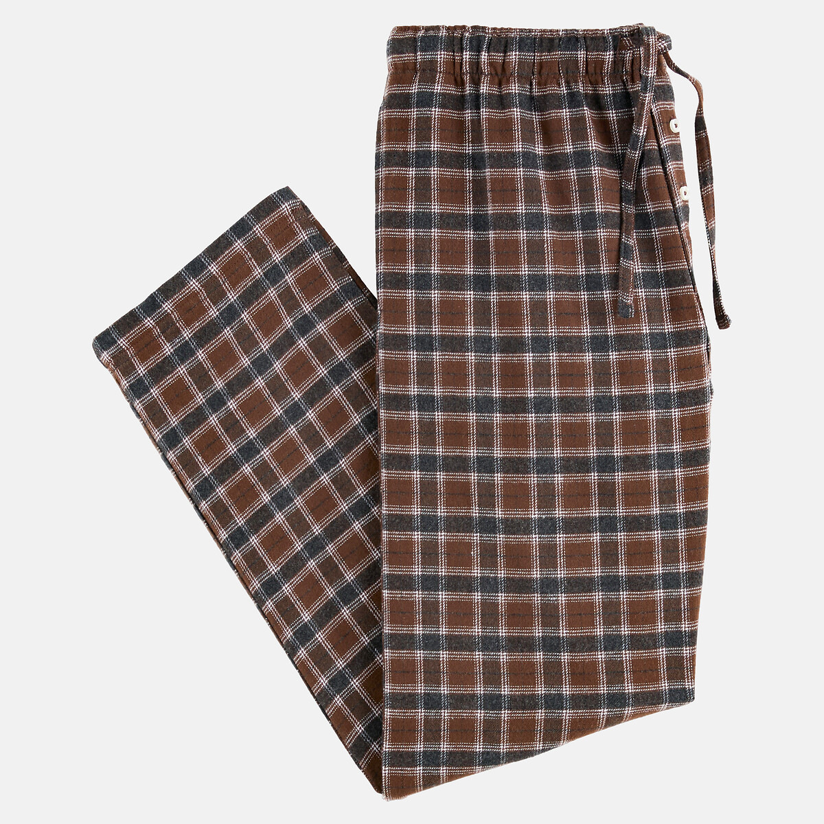 Pantalon de pyjama coton marron carreaux, LA REDOUTE COLLECTIONS