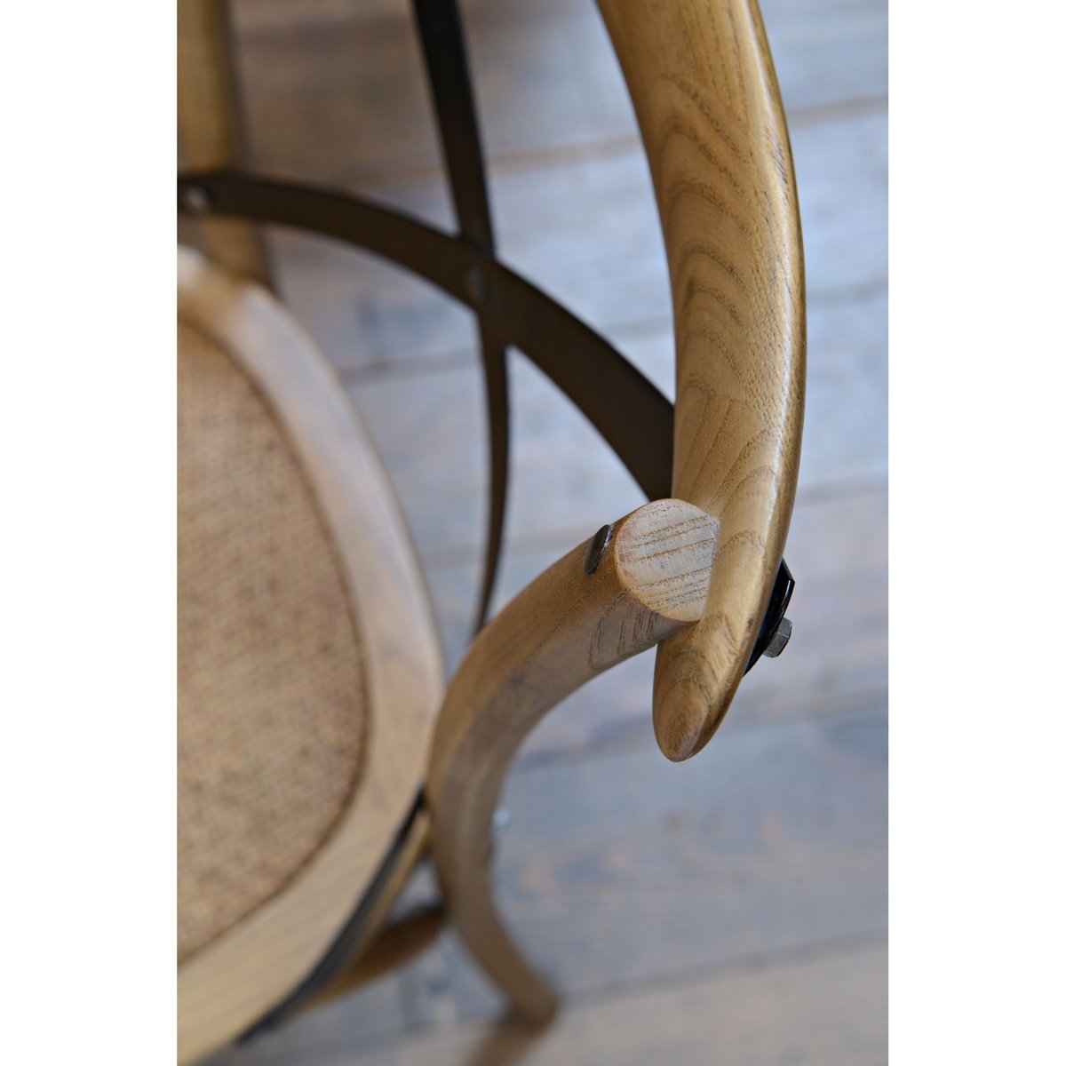 Chaises en bois massif et métal assise rotin (lot de 2) - BISTROT bois clair, HELLIN, DEPUIS 1862