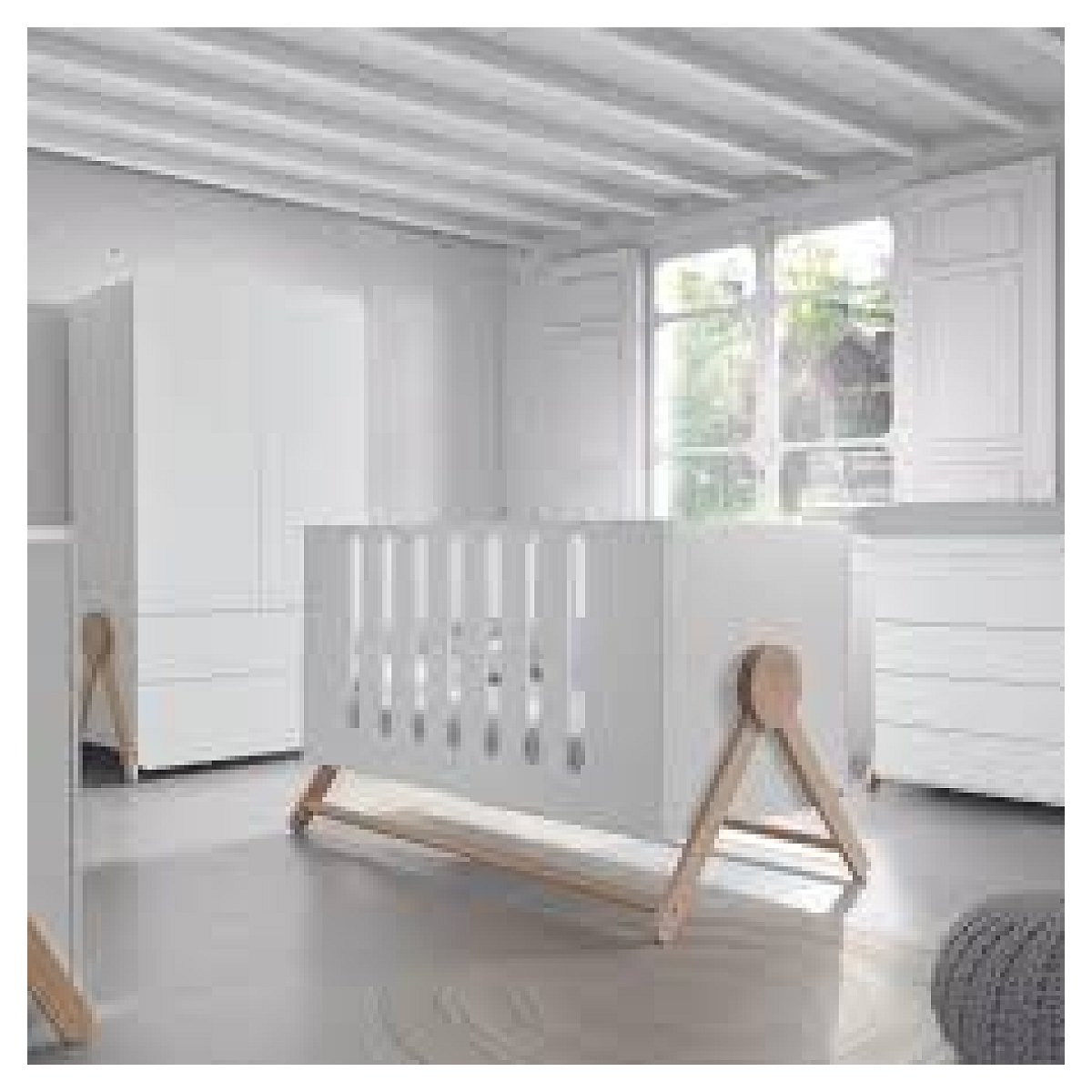 Lit Swing 140x70 Blanc/Bois couleur unique, MICUNA