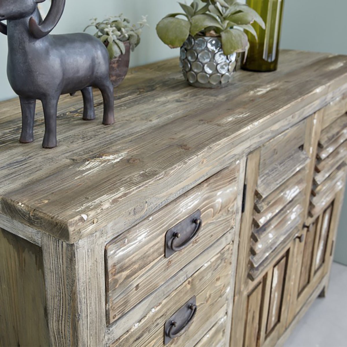 Buffet en bois recyclé massif 140 cm VICTOR gris, BERAH GETAH