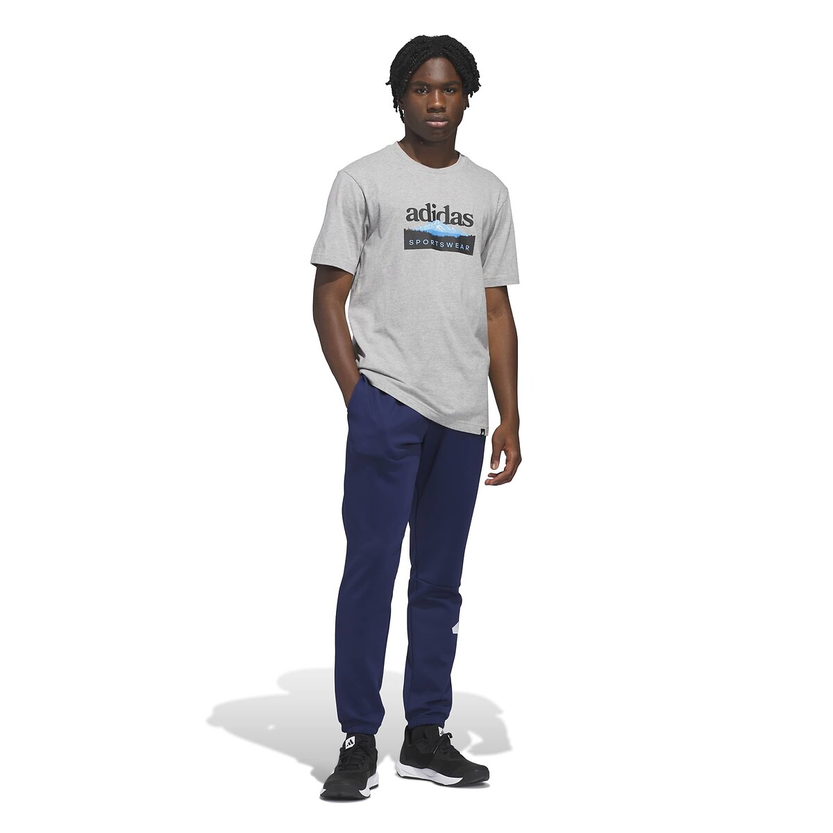 Table Tee T-Shirt with Short Sleeves grey marl, ADIDAS SPORTSWEAR