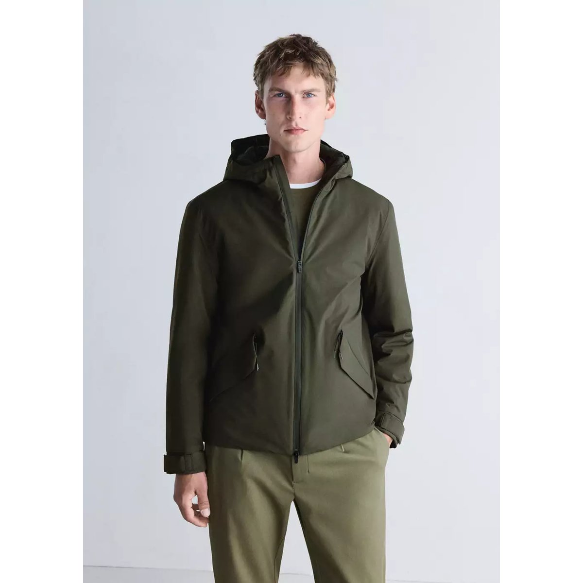 Veste compactable imperméable avec garnissage Thermore® vert foncé, MANGO MAN