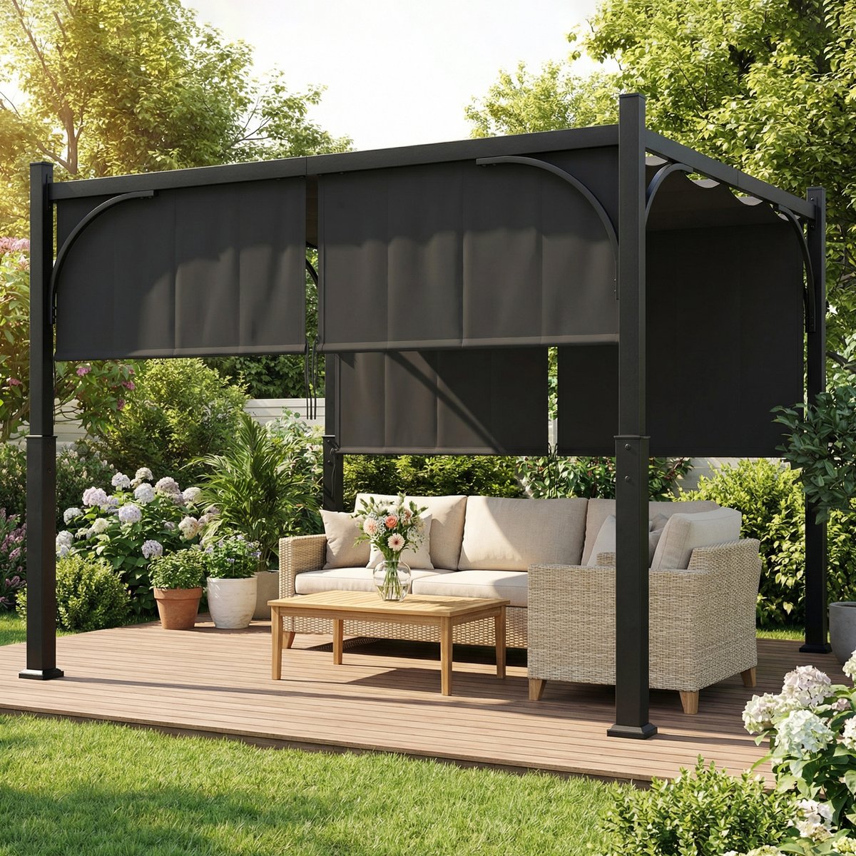 Pergola et gazebo Métal galvanisé Gris foncé gris, OUTSUNNY