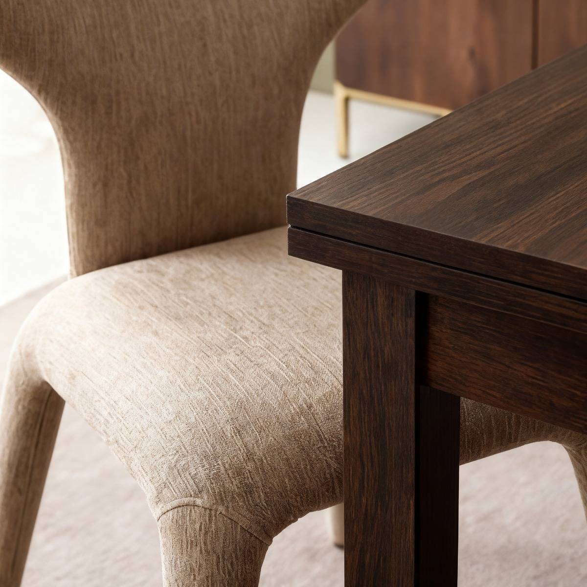 Lot de 2 chaises en tissu EYNA beige, MADE IN MEUBLES