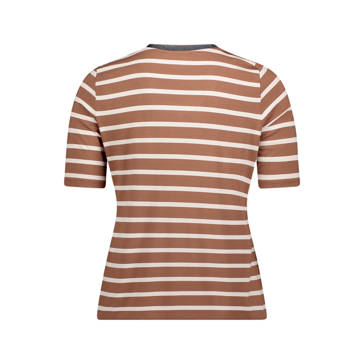 T-shirt à rainures à encolure en v brown/nature, BETTY BARCLAY